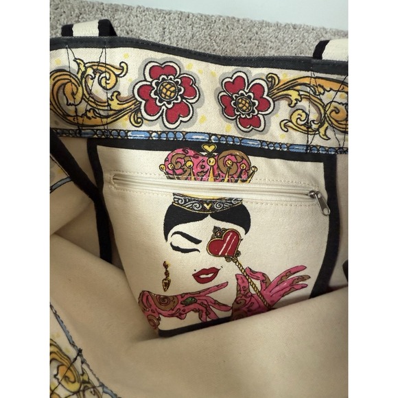Brighton Queen Of Love Tote Canvas‎ Bag Of Hearts Poker Vegas Purse Valentines - Picture 3 of 5